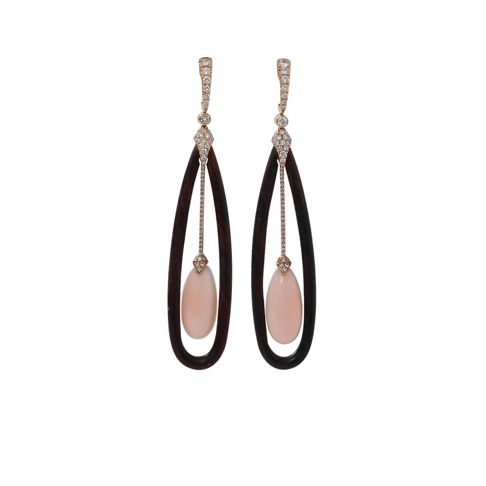 Coral And Wood Earrings