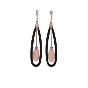 Coral And Wood Earrings