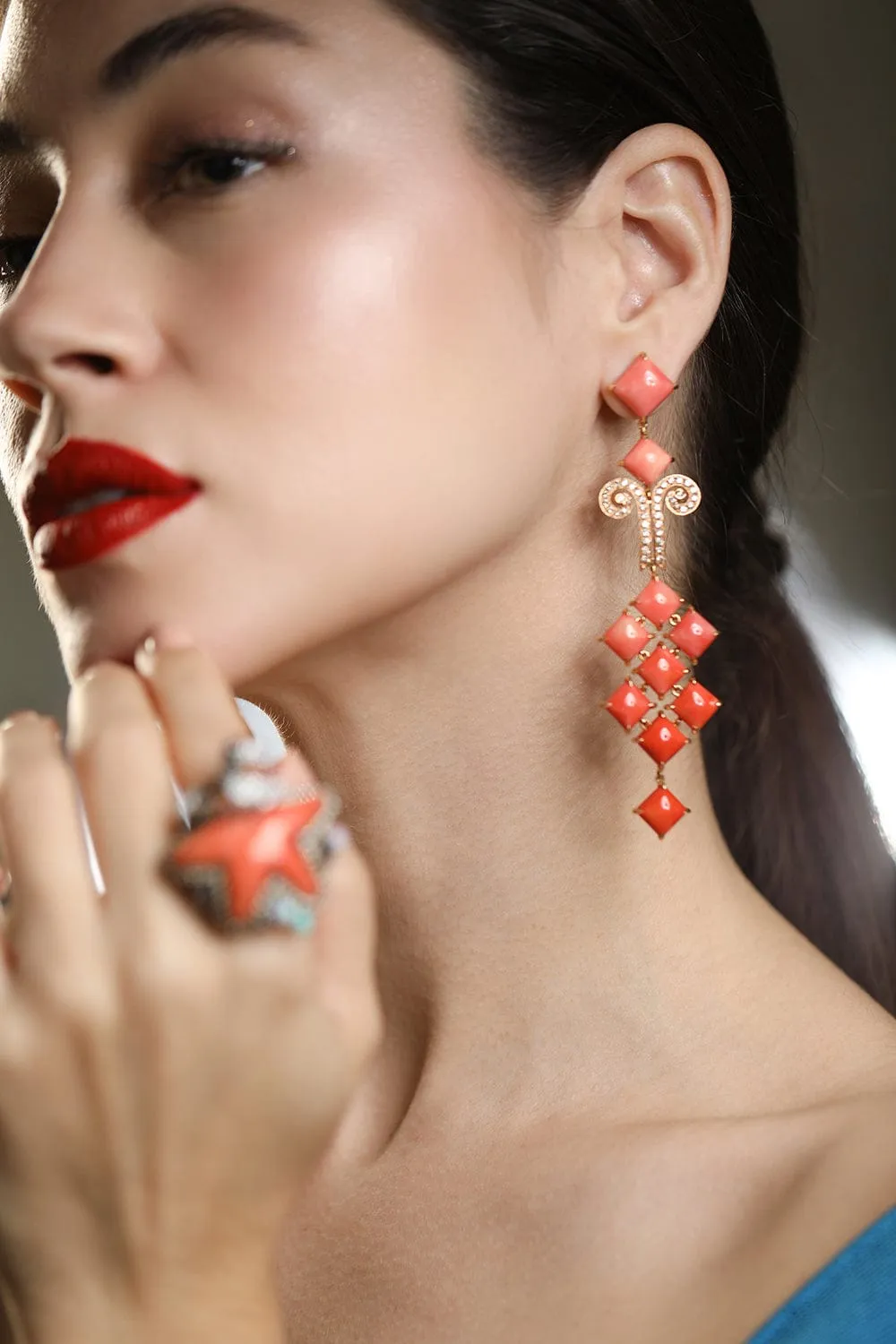 Coral Chandelier Earrings