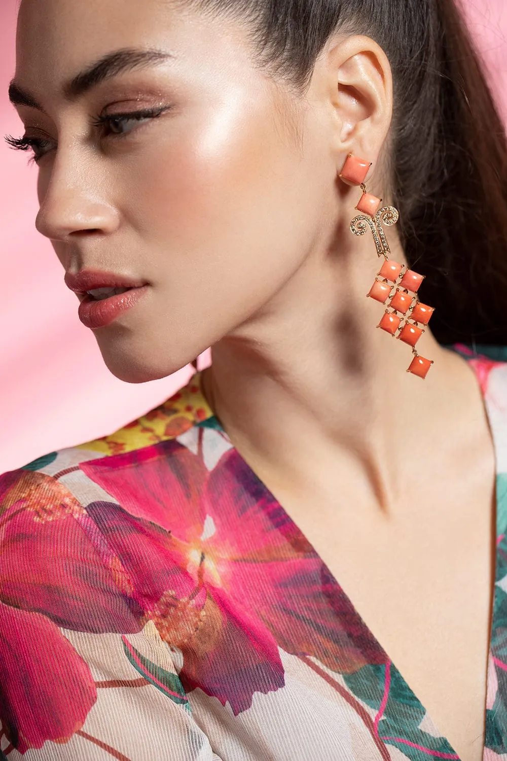 Coral Chandelier Earrings