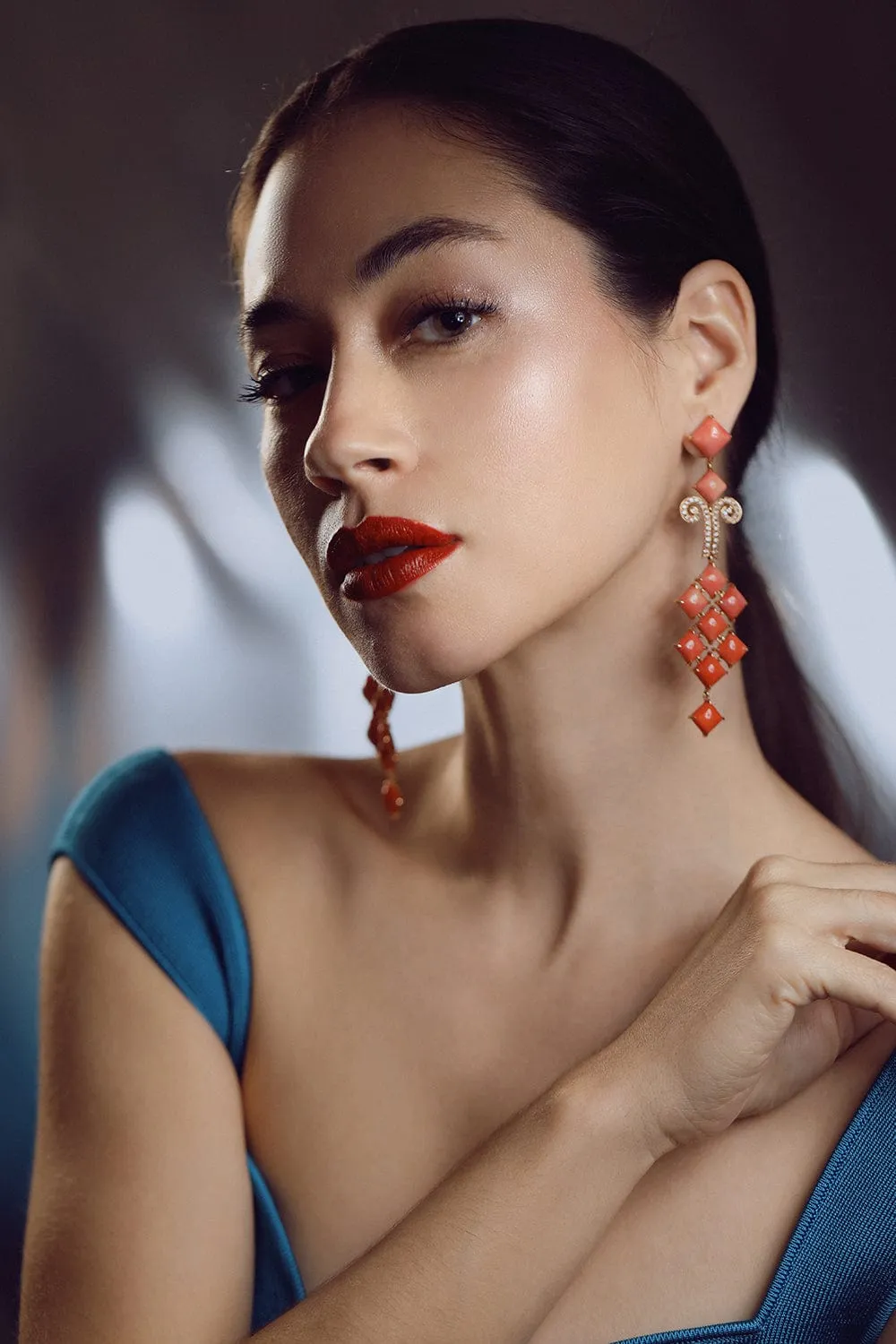 Coral Chandelier Earrings