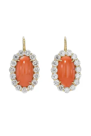 Coral Diamond Heirloom Earrings