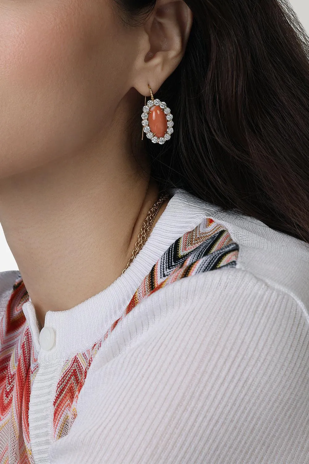 Coral Diamond Heirloom Earrings