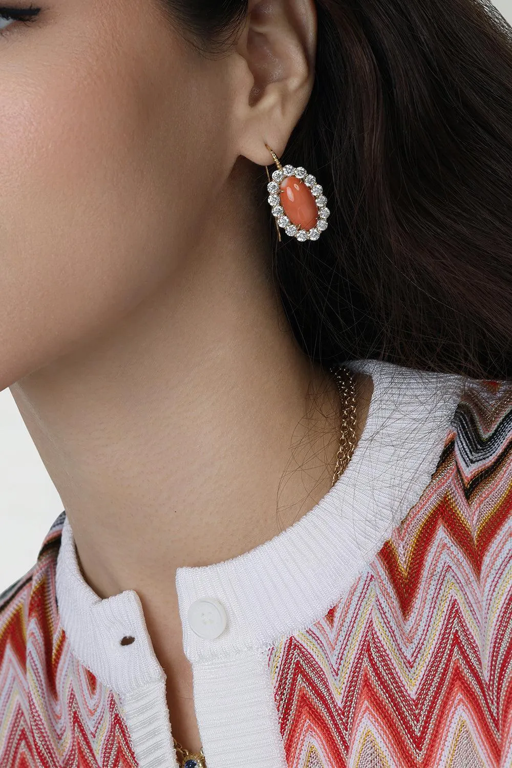 Coral Diamond Heirloom Earrings