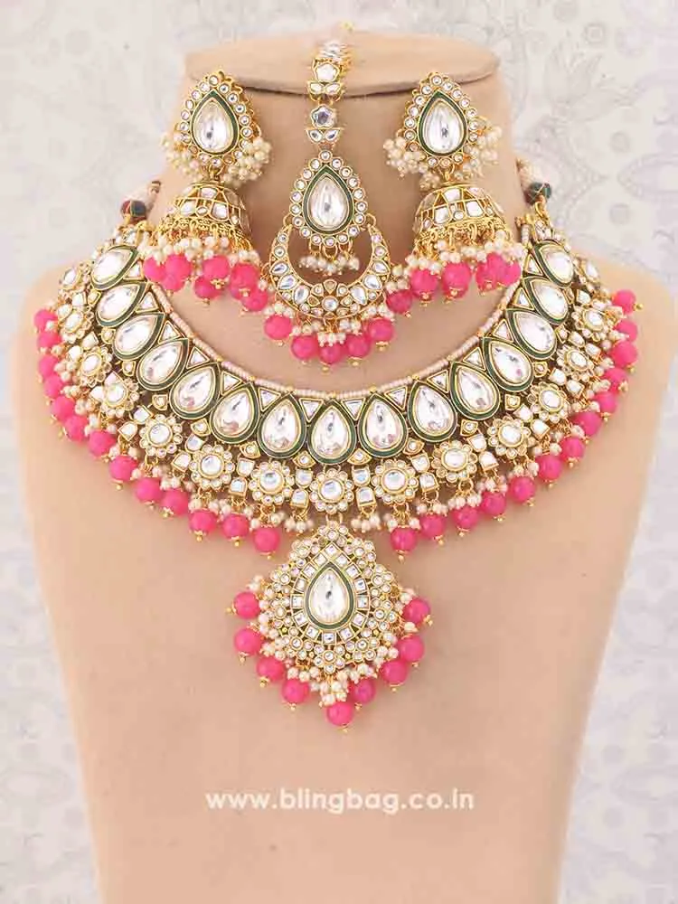 Coral Varuni Kundan Jewellery Set