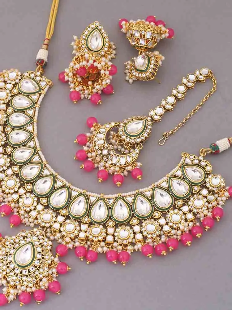 Coral Varuni Kundan Jewellery Set