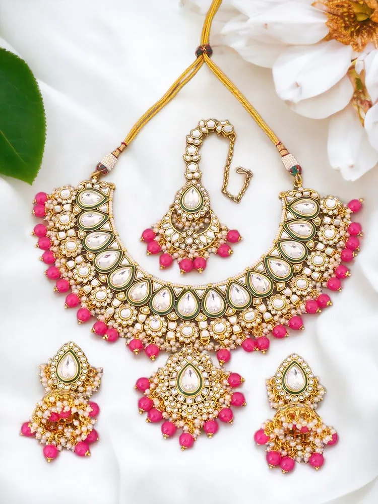 Coral Varuni Kundan Jewellery Set