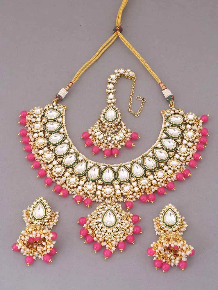Coral Varuni Kundan Jewellery Set