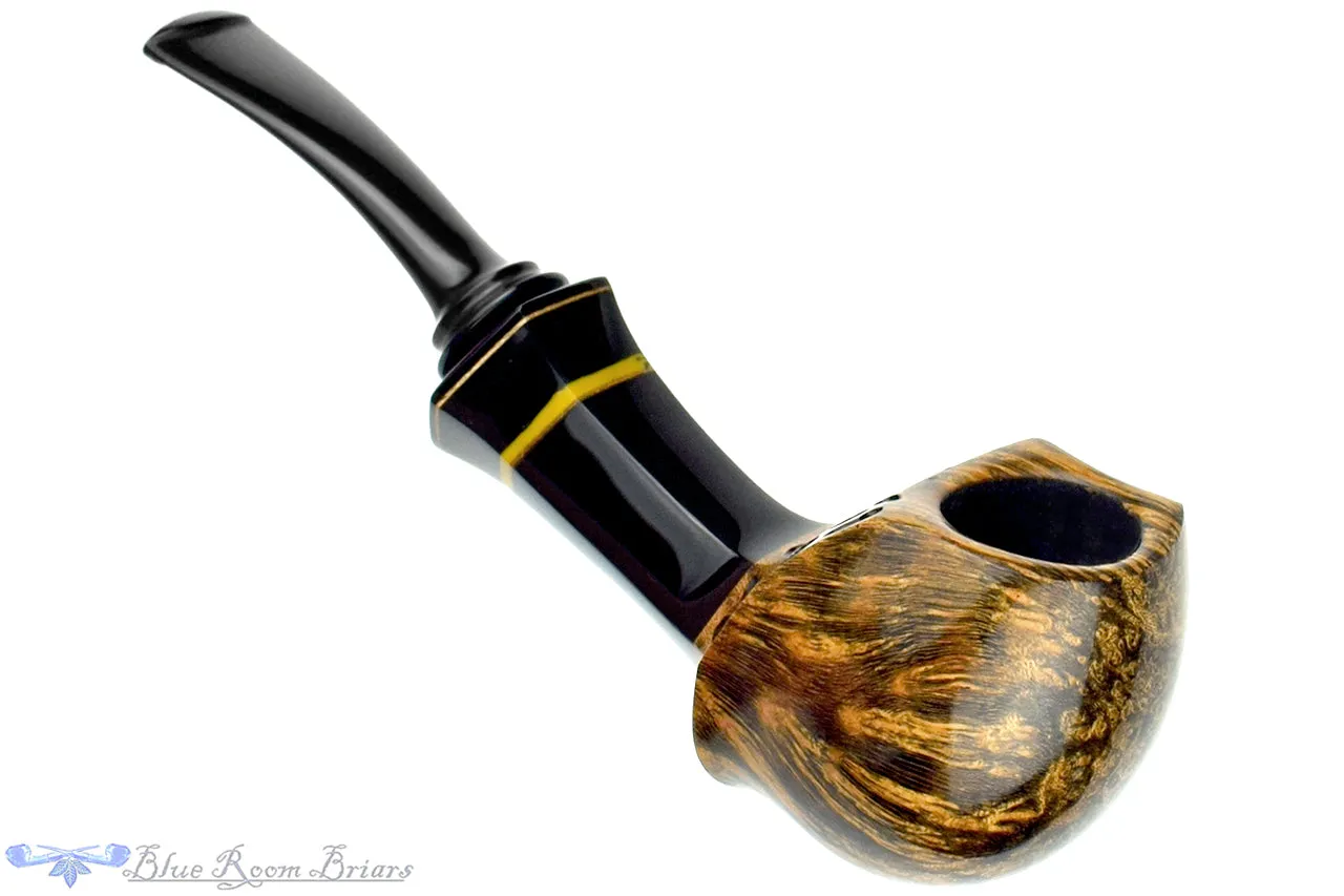 Daniel Mustran Pipe Bent Spot Carved Blowfish with Acrylic Resin and Exotic Wood