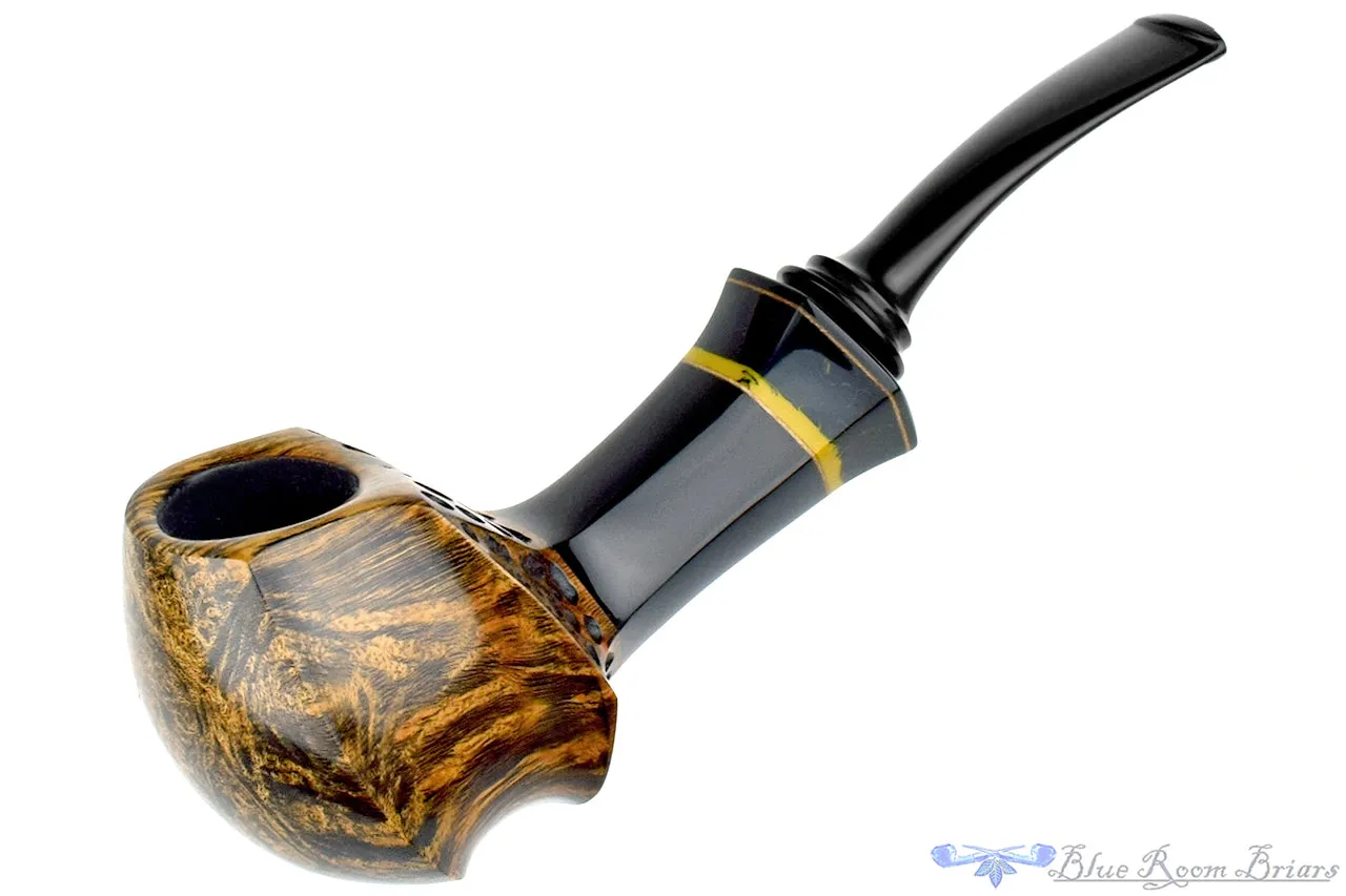 Daniel Mustran Pipe Bent Spot Carved Blowfish with Acrylic Resin and Exotic Wood