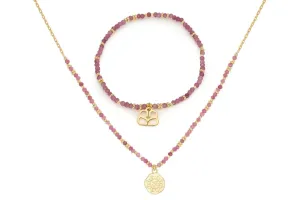 Dash Pink Tourmaline Necklace and Bracelet Set