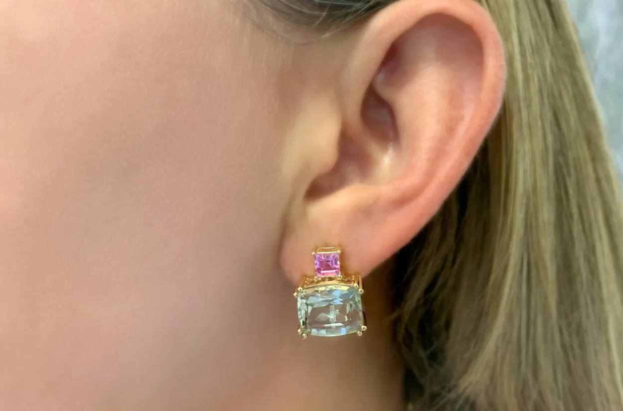 Earrings 18kt Pink Sapphires & Lemon Citrine