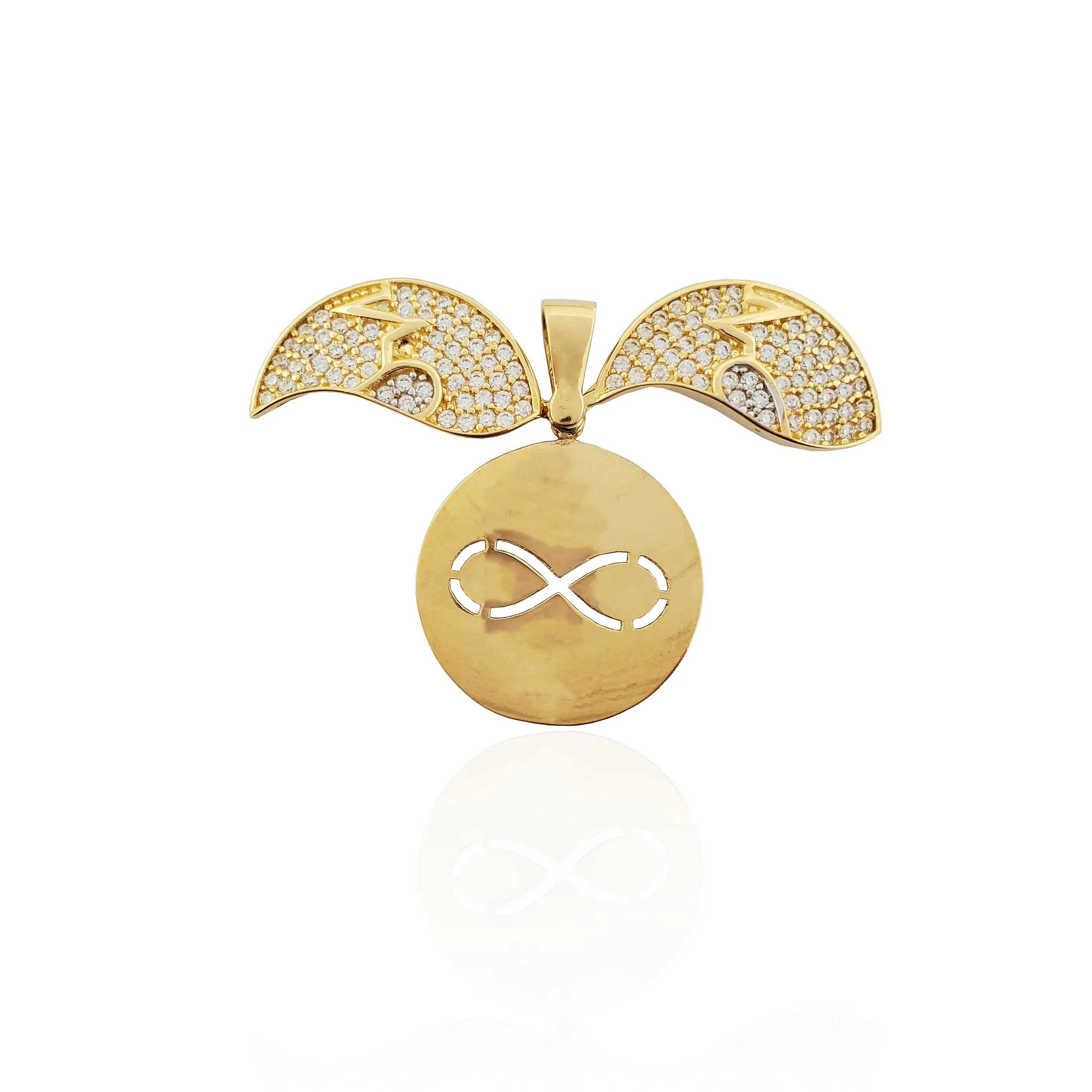 (EKG) Pulse Open Heart Infinity CZ Pendant (14K).