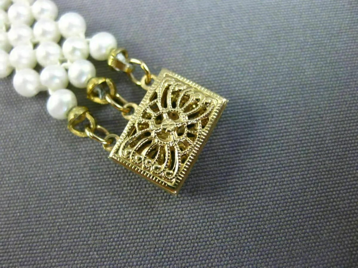ESTATE WIDE & LONG AAA SOUTH SEA PEARL 14K YELLOW GOLD MULTI ROW BRACELET #26195