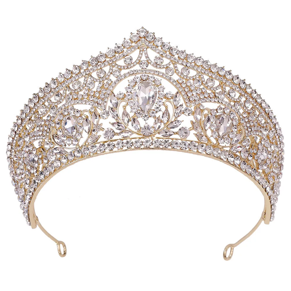 European and American bridal crown red rhinestone tiara wedding photo accessories wedding dress hair accessories crown