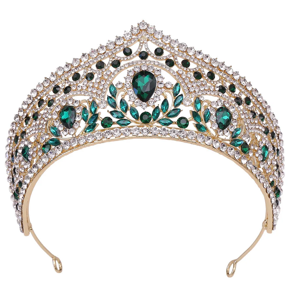 European and American bridal crown red rhinestone tiara wedding photo accessories wedding dress hair accessories crown