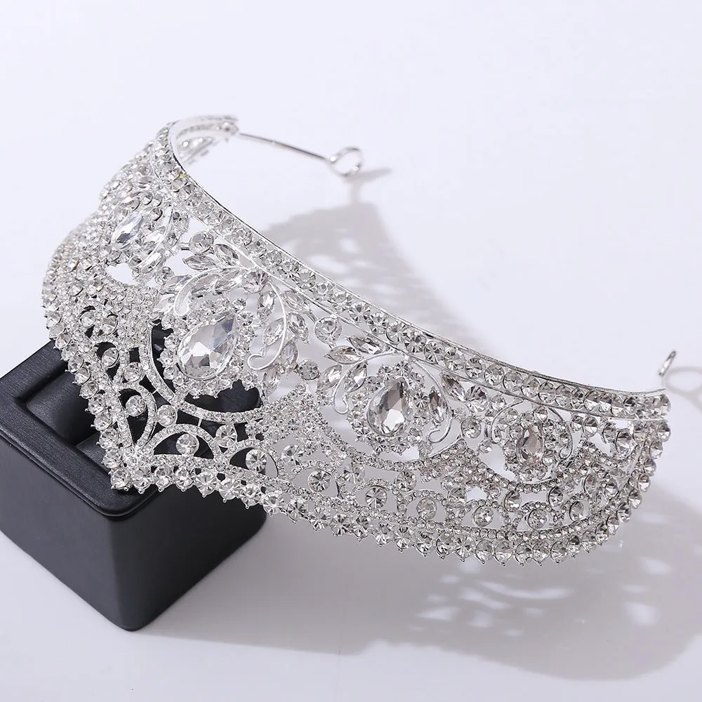 European and American bridal crown red rhinestone tiara wedding photo accessories wedding dress hair accessories crown