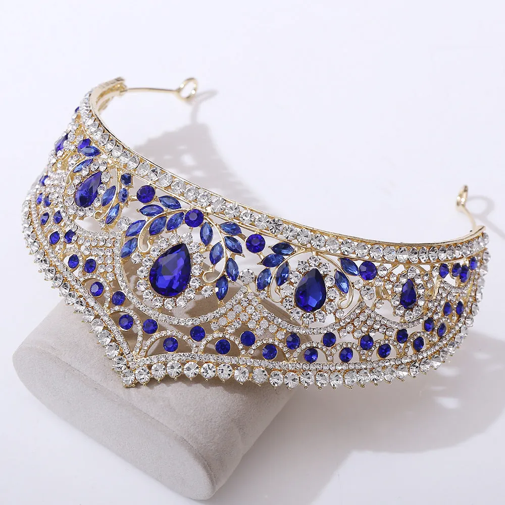 European and American bridal crown red rhinestone tiara wedding photo accessories wedding dress hair accessories crown