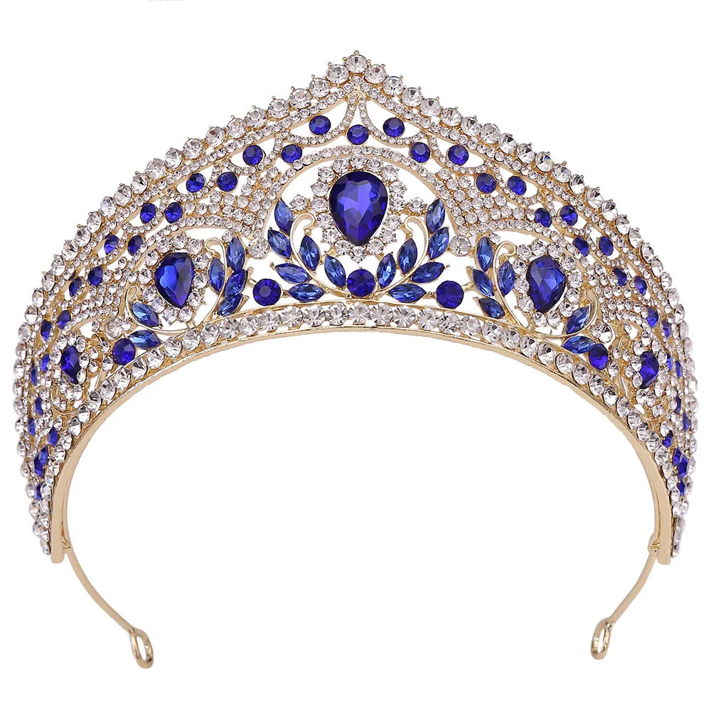 European and American bridal crown red rhinestone tiara wedding photo accessories wedding dress hair accessories crown