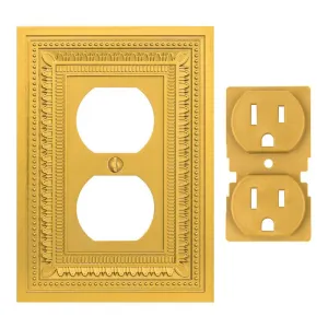 Filigree Border Satin Gold Cast - 1 Duplex Wallplate