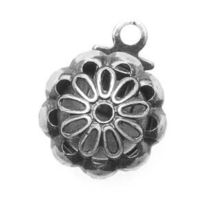 Filigree Box Clasps, 1 Strand Flower 9mm, Antiqued Silver Plated (2 Pieces)