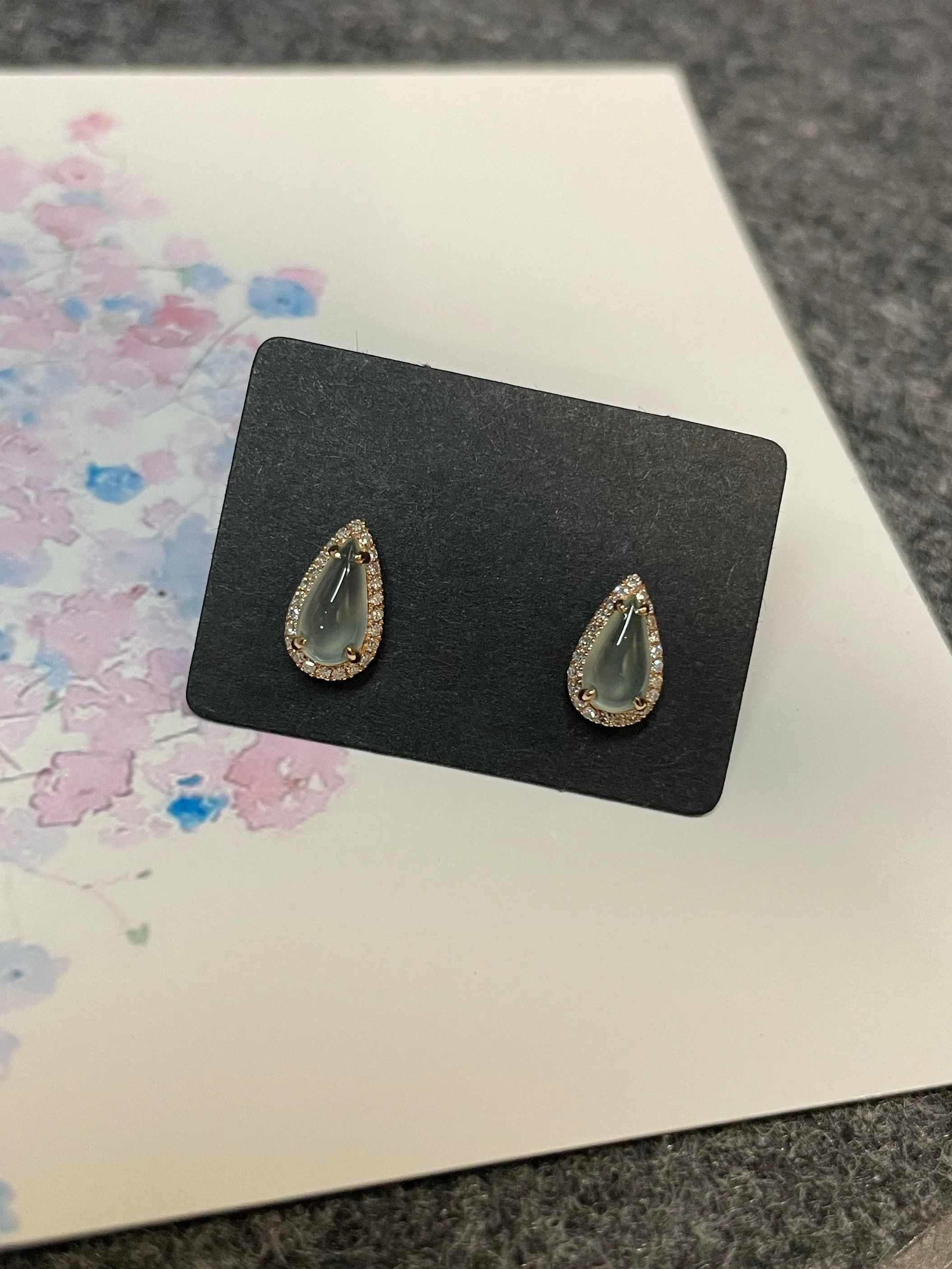 Glassy Jade Earrings - Teardrops (NJE131)