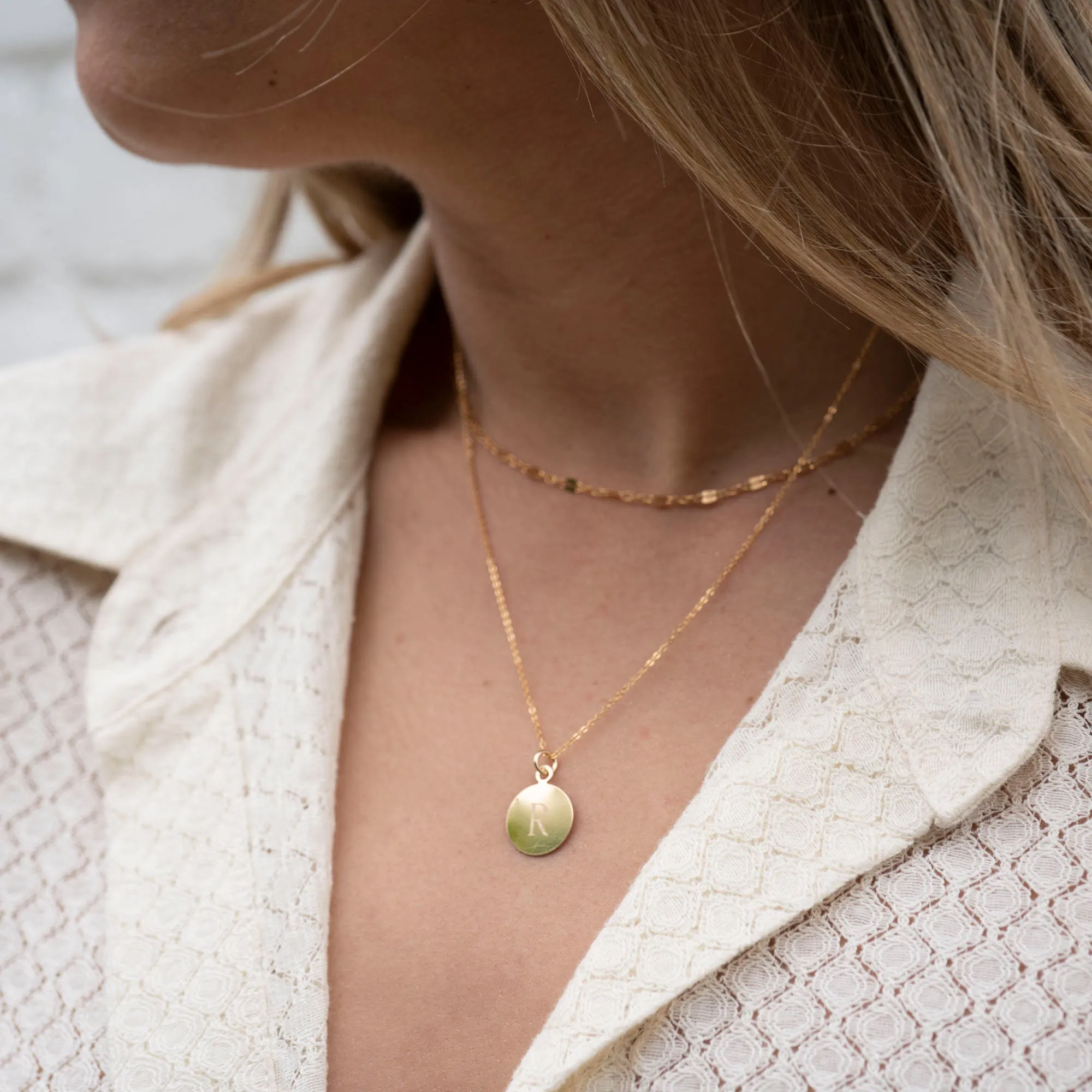 Gold Circle Disc Necklace
