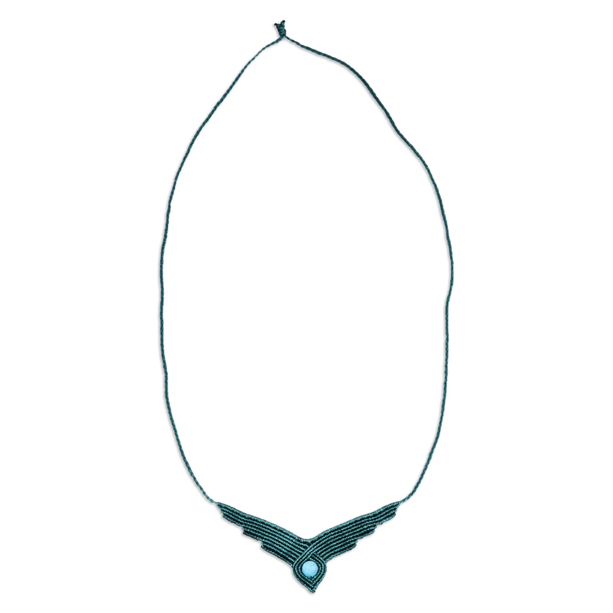 Handmade Macrame Long Pendant Necklace with Amazonite Stone - Vibrant Glamor | NOVICA