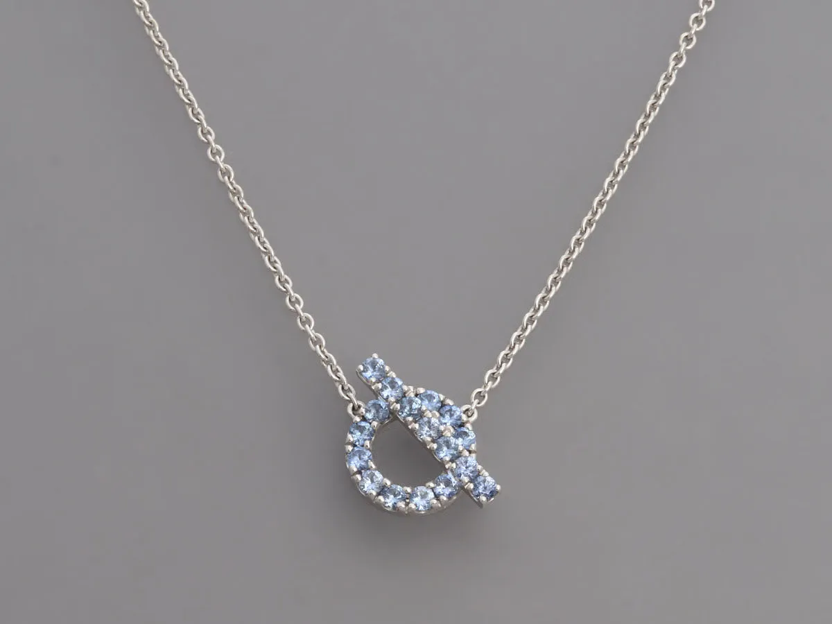 Hermès 18K White Gold Blue Sapphire Finesse Pendant Necklace