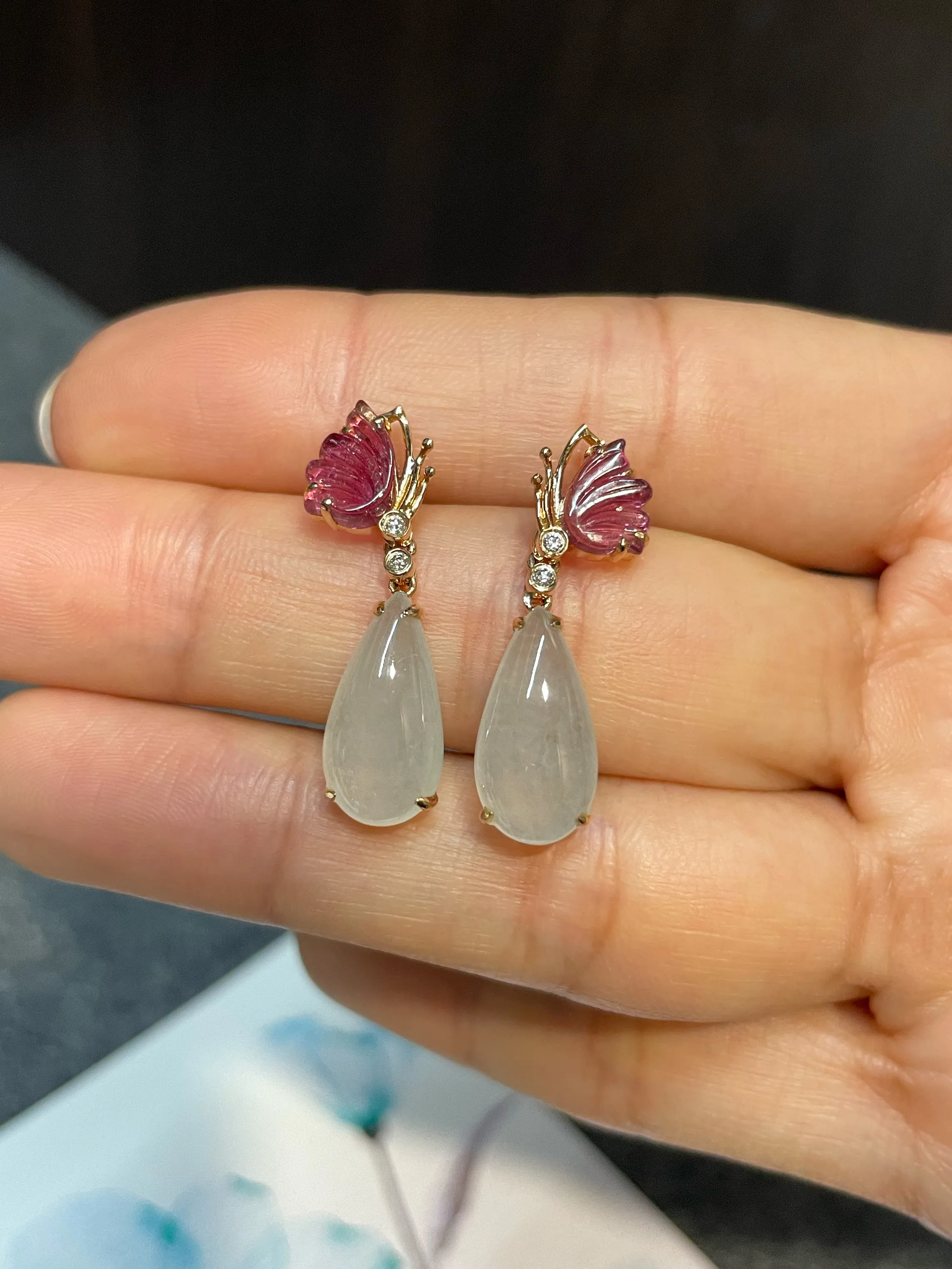 Icy Jade Teardrop Earrings (NJE103)