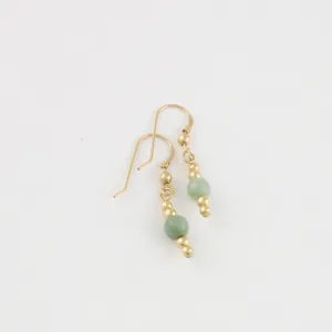 Jade and double goldfilled bead earrings