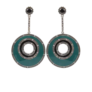 Jade Black Resin Circle Earrings