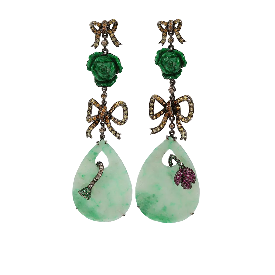 Jade Rose Drop Earrings