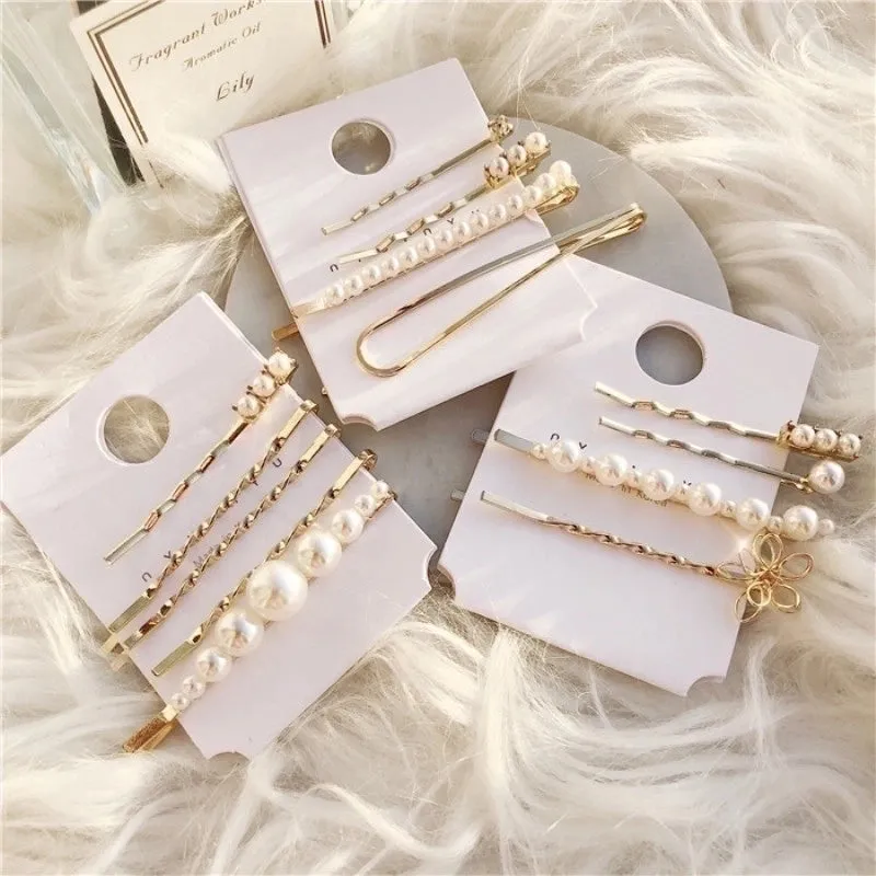 Korean Simple Geometric Imitation Pearl Hairpin