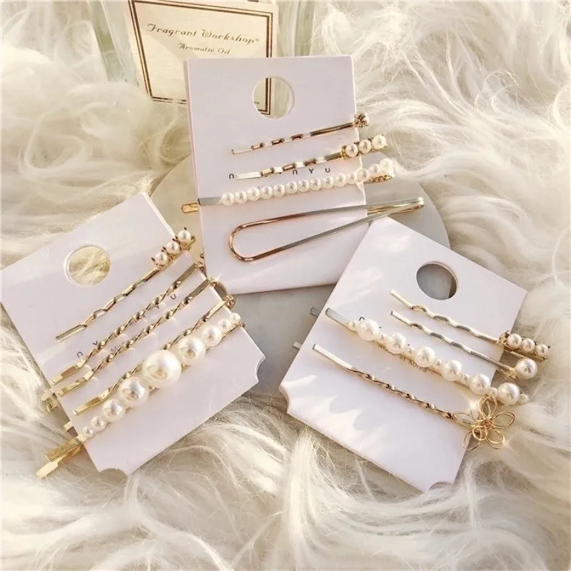 Korean Simple Geometric Imitation Pearl Hairpin