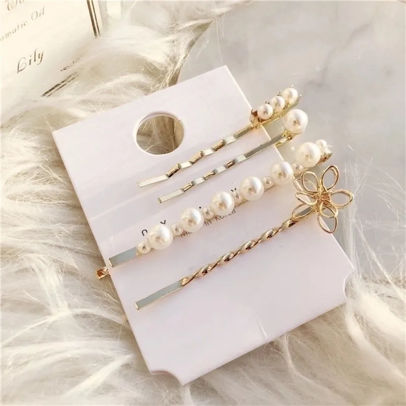 Korean Simple Geometric Imitation Pearl Hairpin