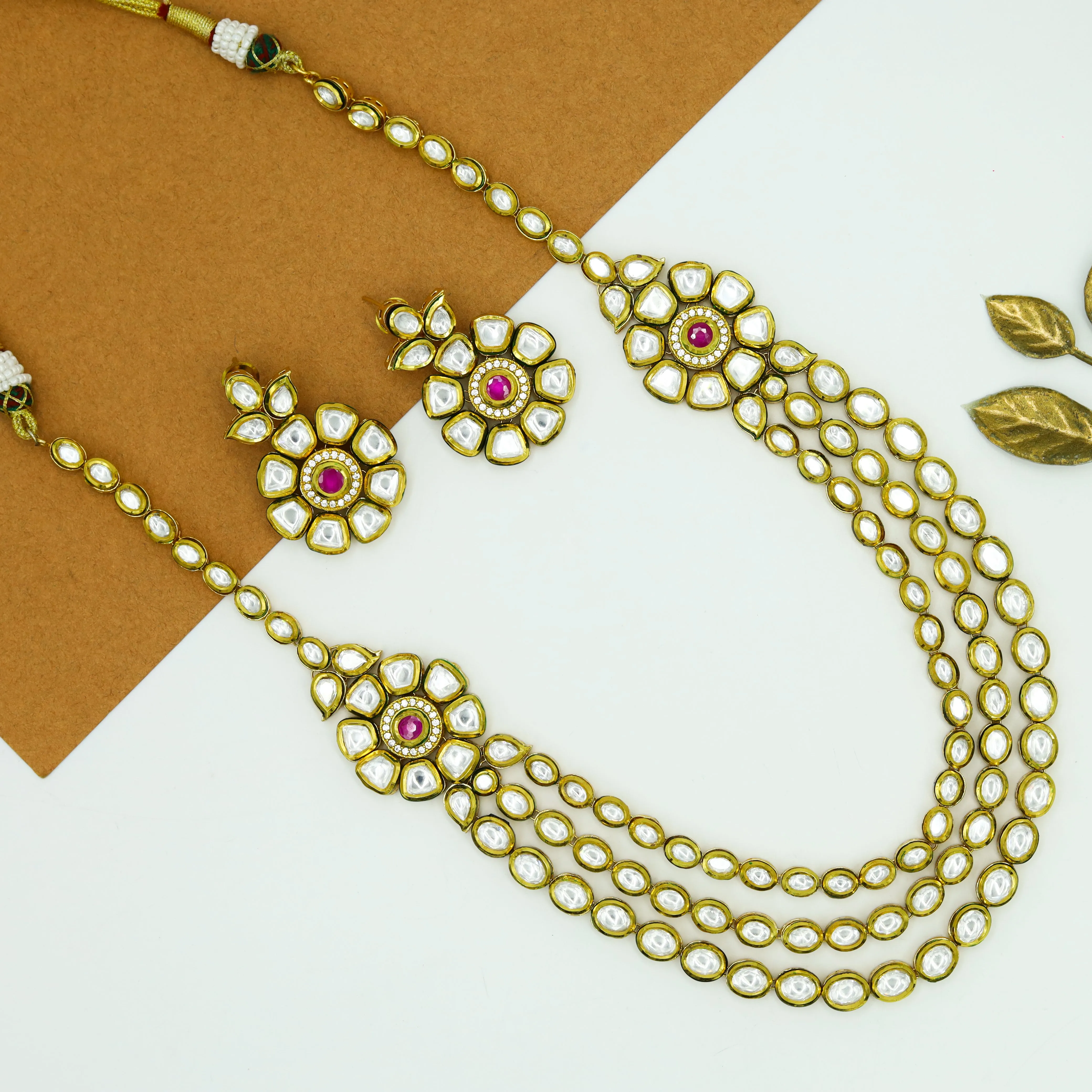 Kundan Necklace Set Long Neck 8439-73