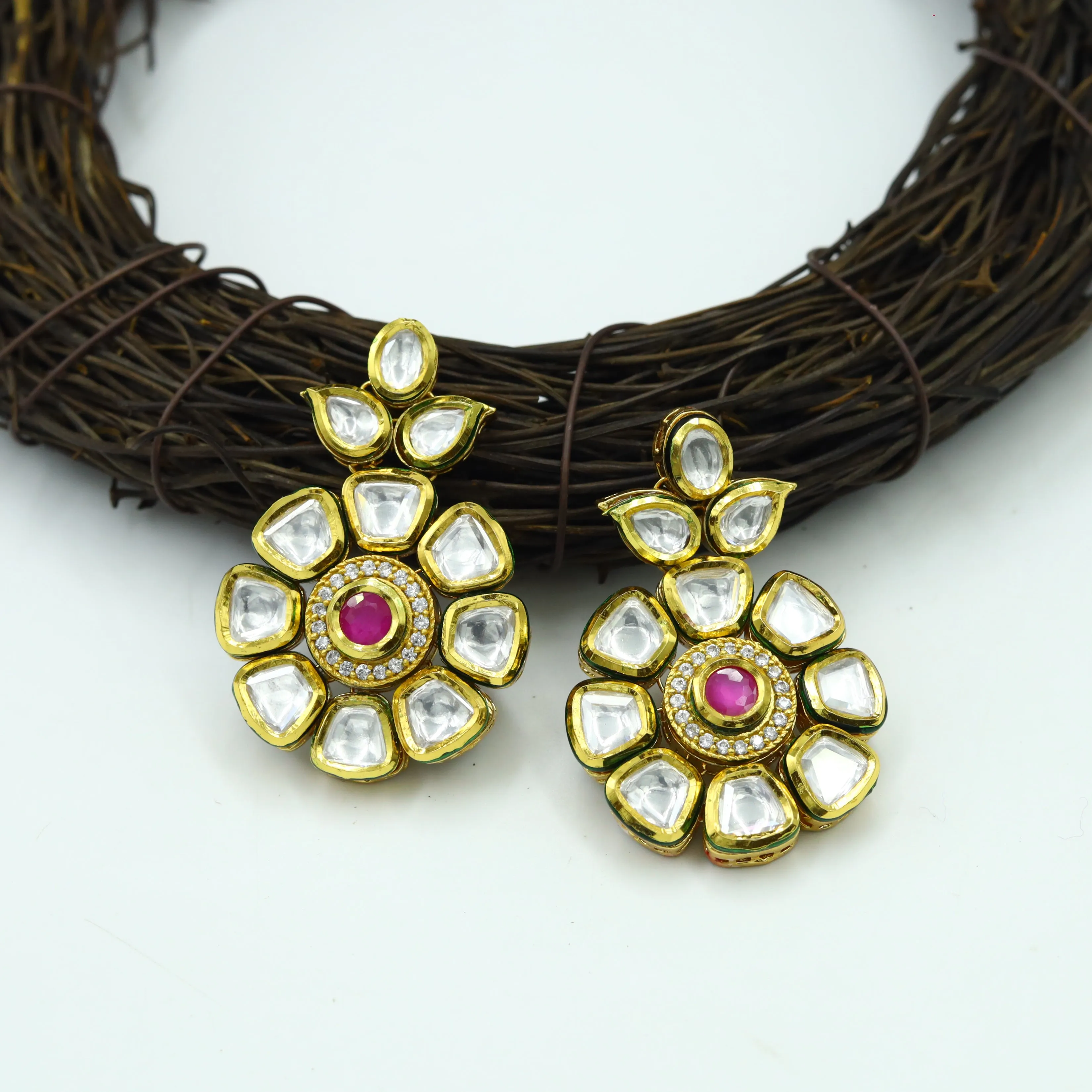Kundan Necklace Set Long Neck 8439-73
