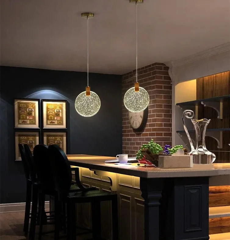 Light Gold Crystal LED Hanging Pendant Light