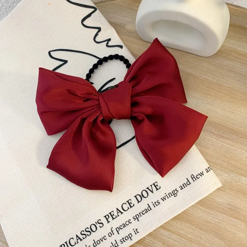 Lolita Red Big Bow Hairpin Hairrope Cyber Celebrant Spring Clip Hairpin Hair Accessories Girl's Headwear Japanese Style