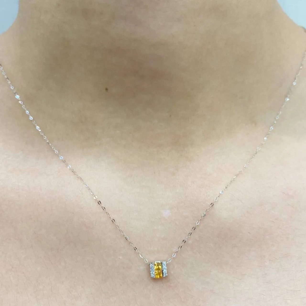 #LoveLVNA | Classic Yellow Sapphire Bar Gemstones Diamond Necklace 14kt