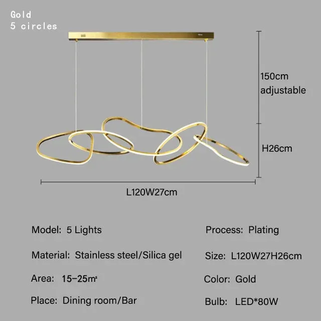 Mansion Nordic Luxury Steel LED Chandelier for Kitchen Island and Living Room