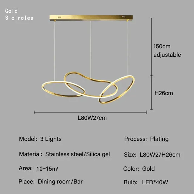 Mansion Nordic Luxury Steel LED Chandelier for Kitchen Island and Living Room
