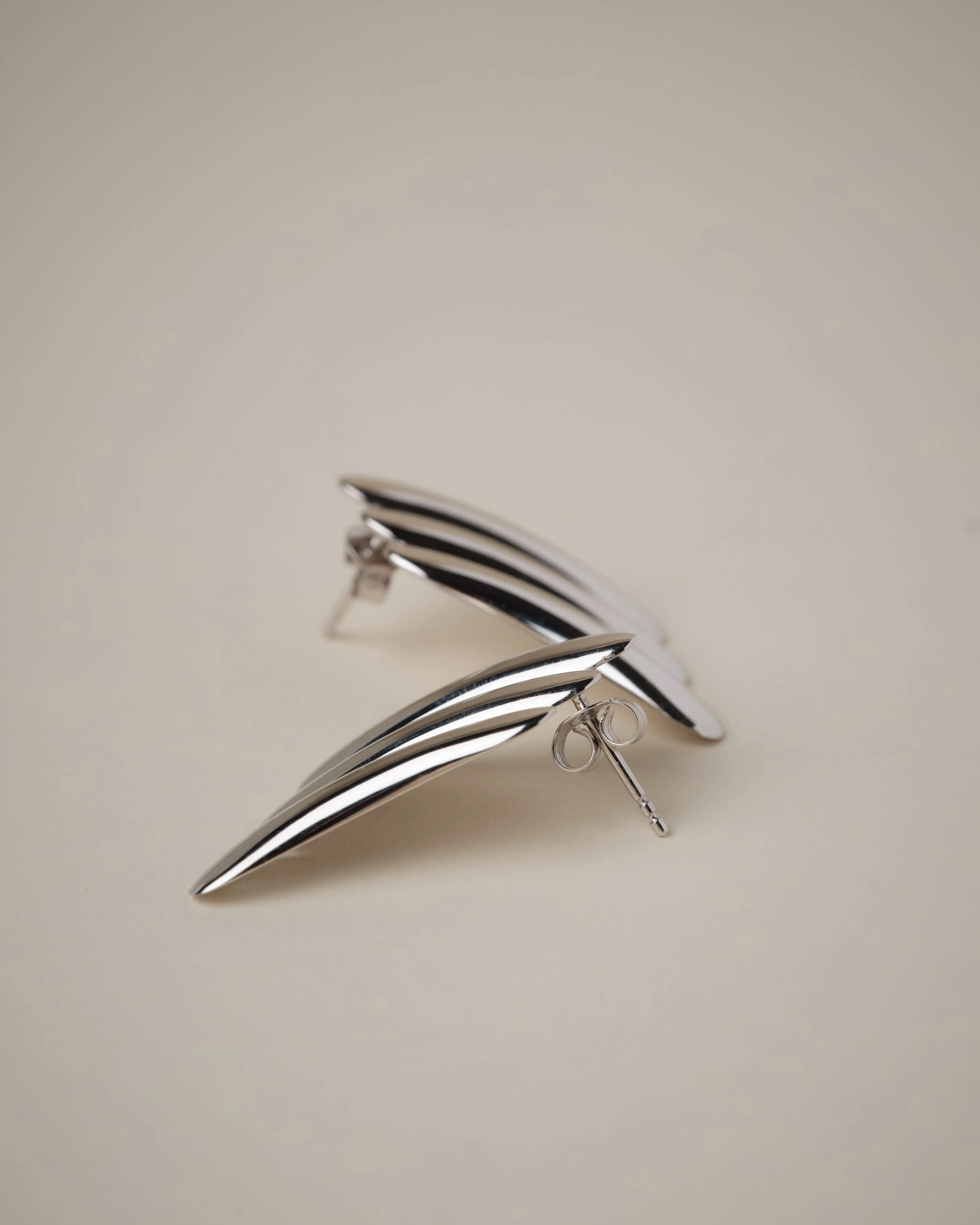 Maxime Large Ribbed Earrings 925 Recycled Sterling Silver