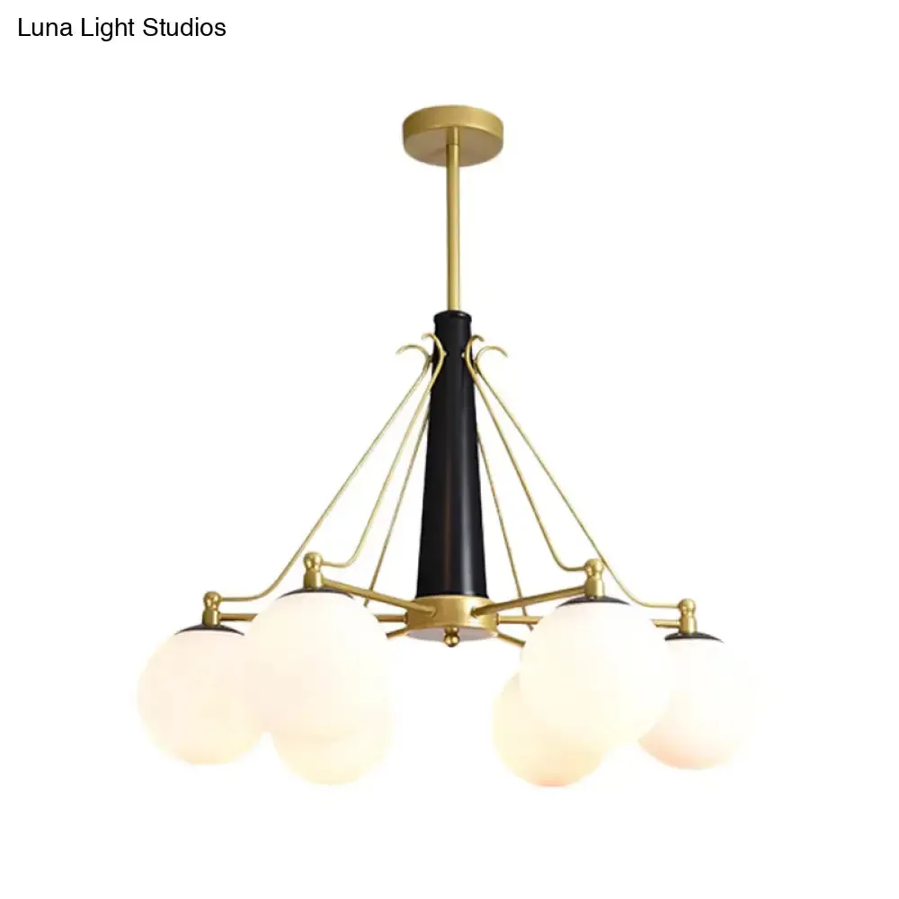 Milky Glass Chandelier Light Fixture - Modern Style, 6/8 Lights, Gold Finish, Ideal for Living Room Ceiling Pendant Lighting
