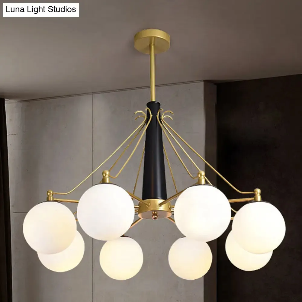 Milky Glass Chandelier Light Fixture - Modern Style, 6/8 Lights, Gold Finish, Ideal for Living Room Ceiling Pendant Lighting