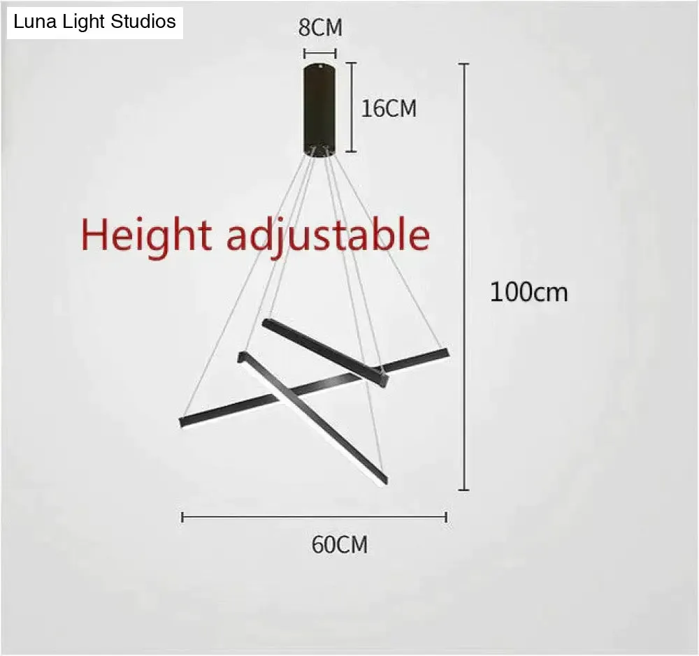 Modern Black Stair Chandelier simple modern duplex building high-rise empty living Dining room hall Bedroom Staircase long LED line lamp