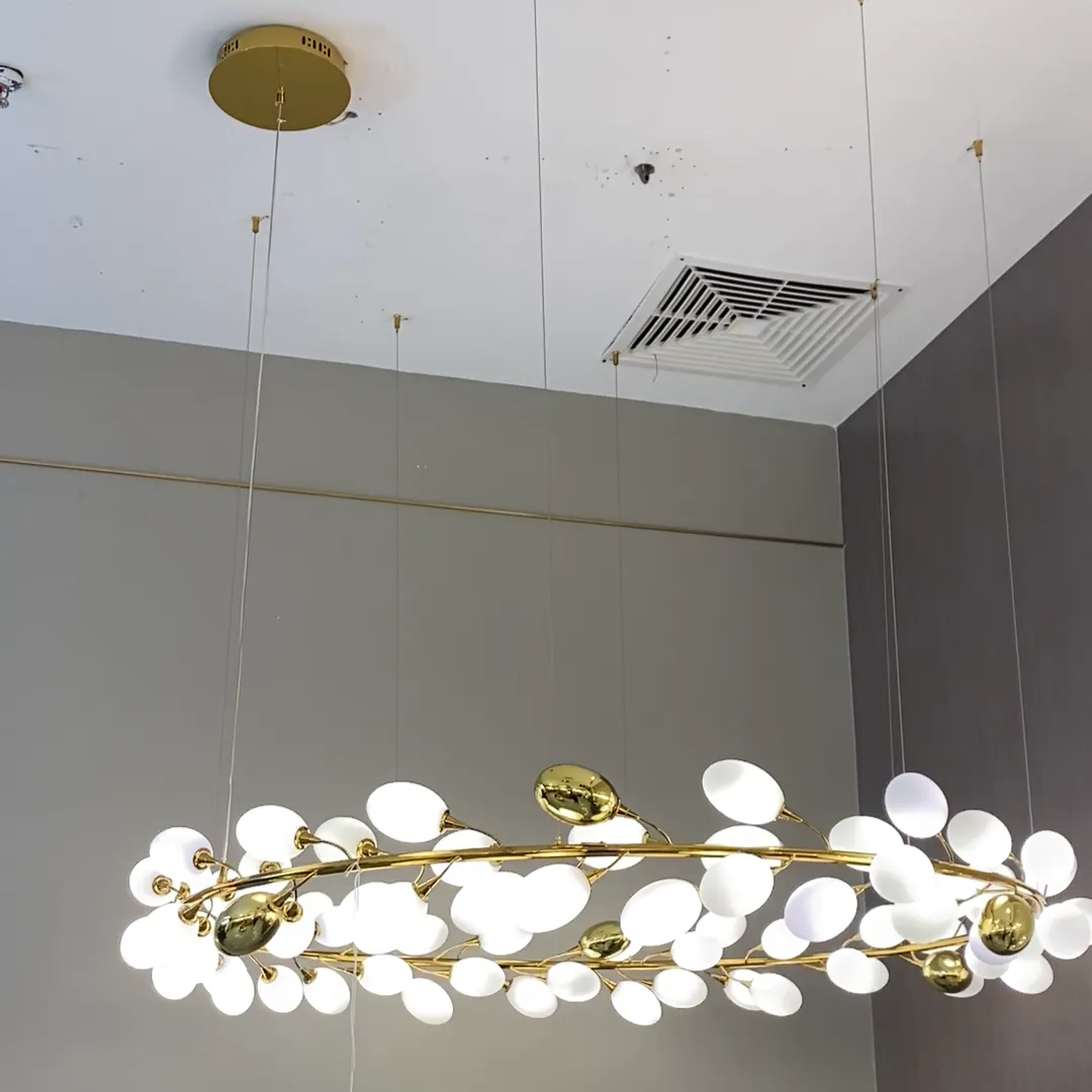 Modern Nordic Creative Art Designer Ring/Linear Pure White Grape Chandelier for Living/Dining Room