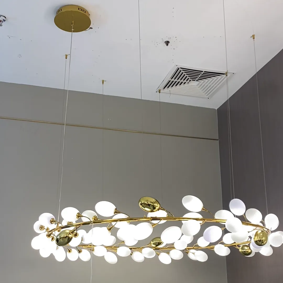 Modern Nordic Creative Art Designer Ring/Linear Pure White Grape Chandelier for Living/Dining Room