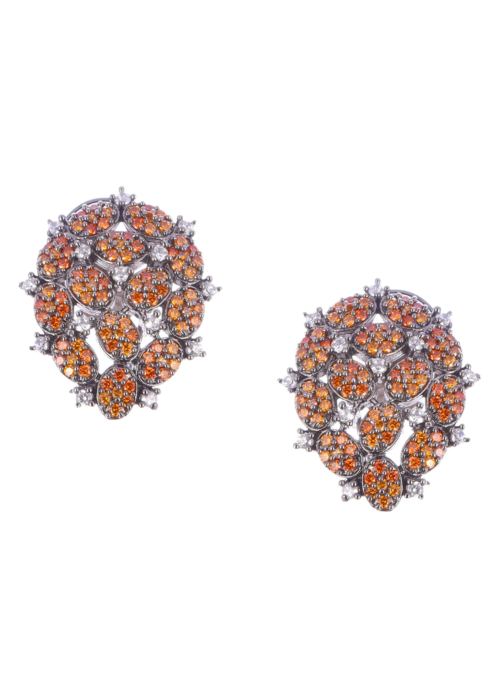 Multicolour Black Finish Coral Studs In Mix Metal